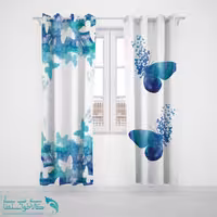 پرده پانچی اتاق کودک طرح پروانه کد A2756