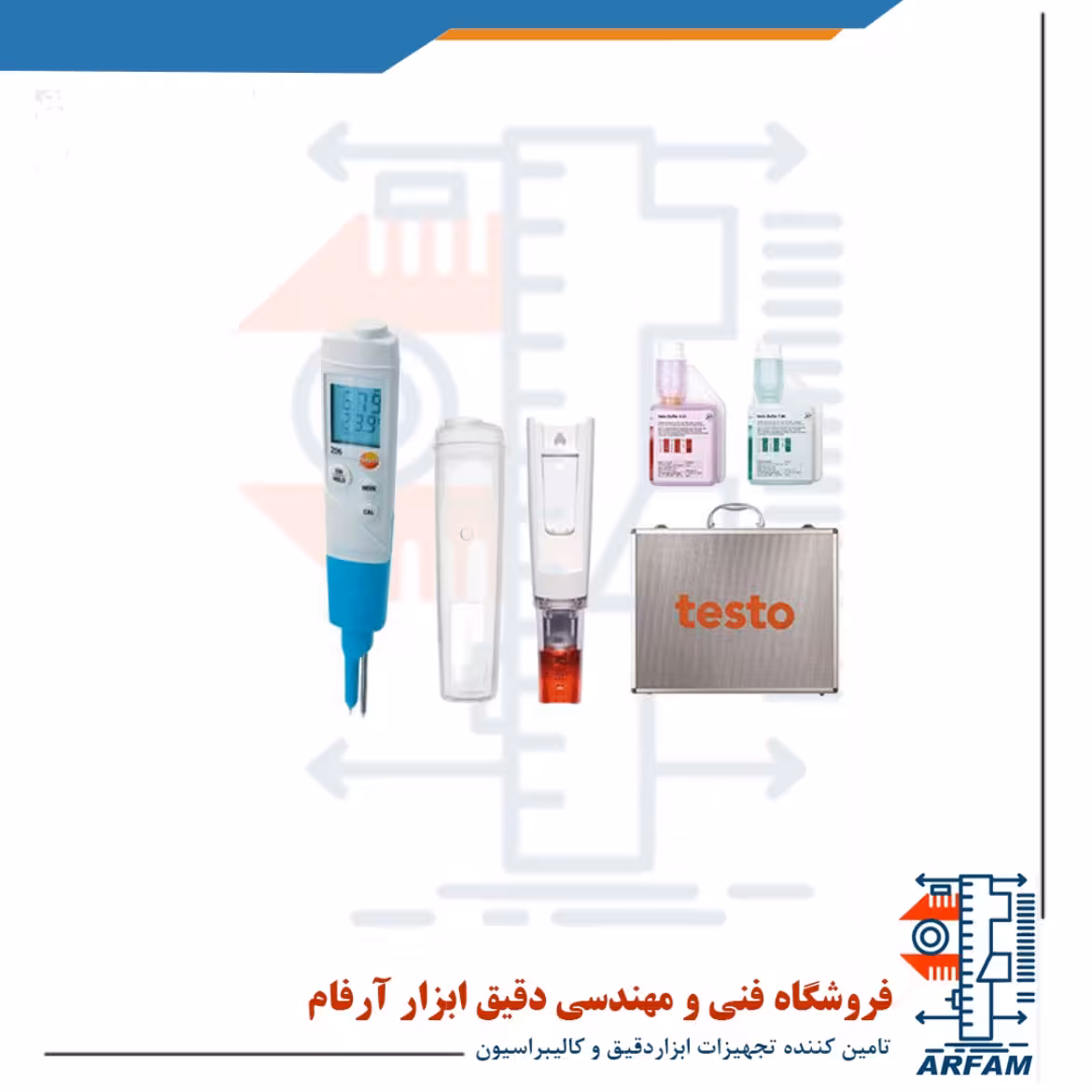پی اچ متر مواد نیمه جامد همراه بافر 4 / 7 و کیف TESTO 206pH2