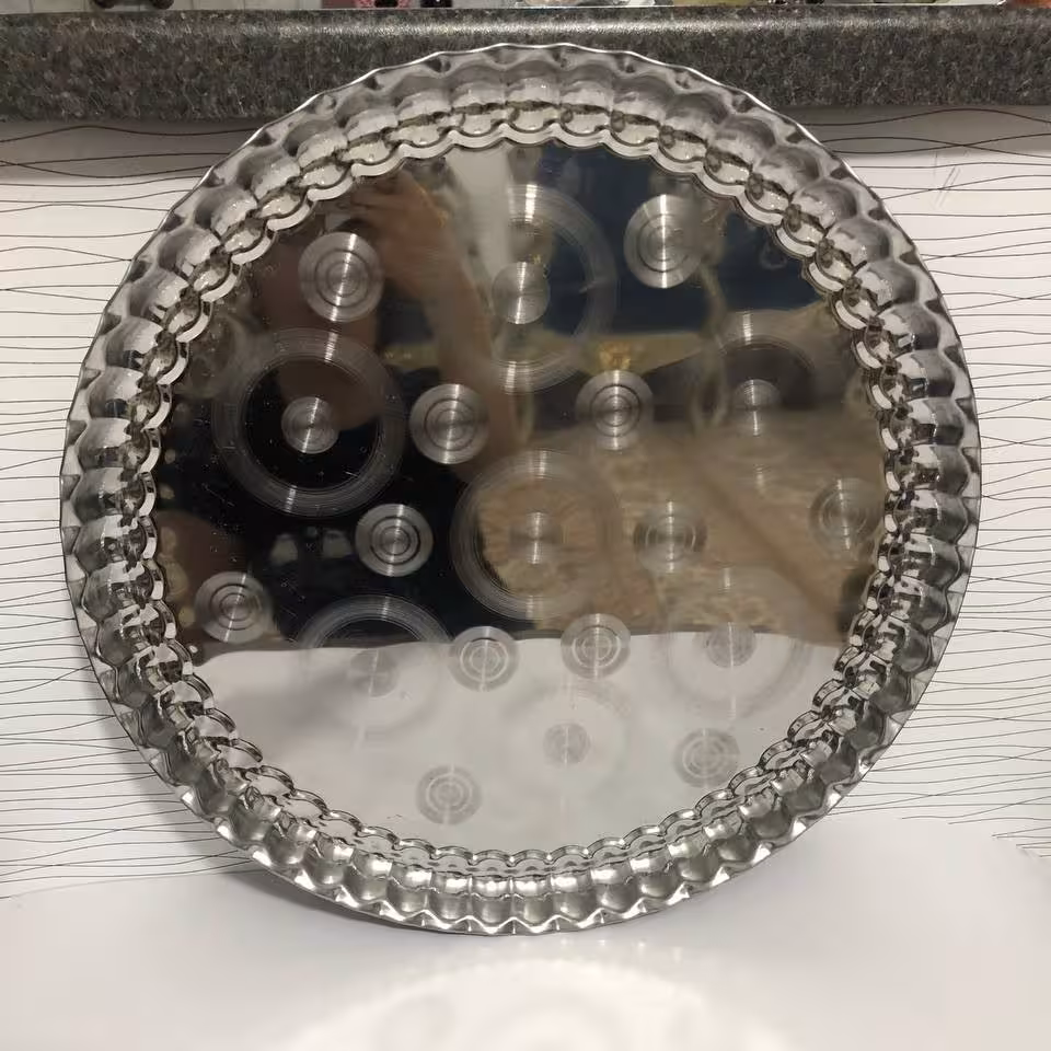 سینی استیل لب کنگره ای قطر سینی45سانت قطر گرده 50 سانت