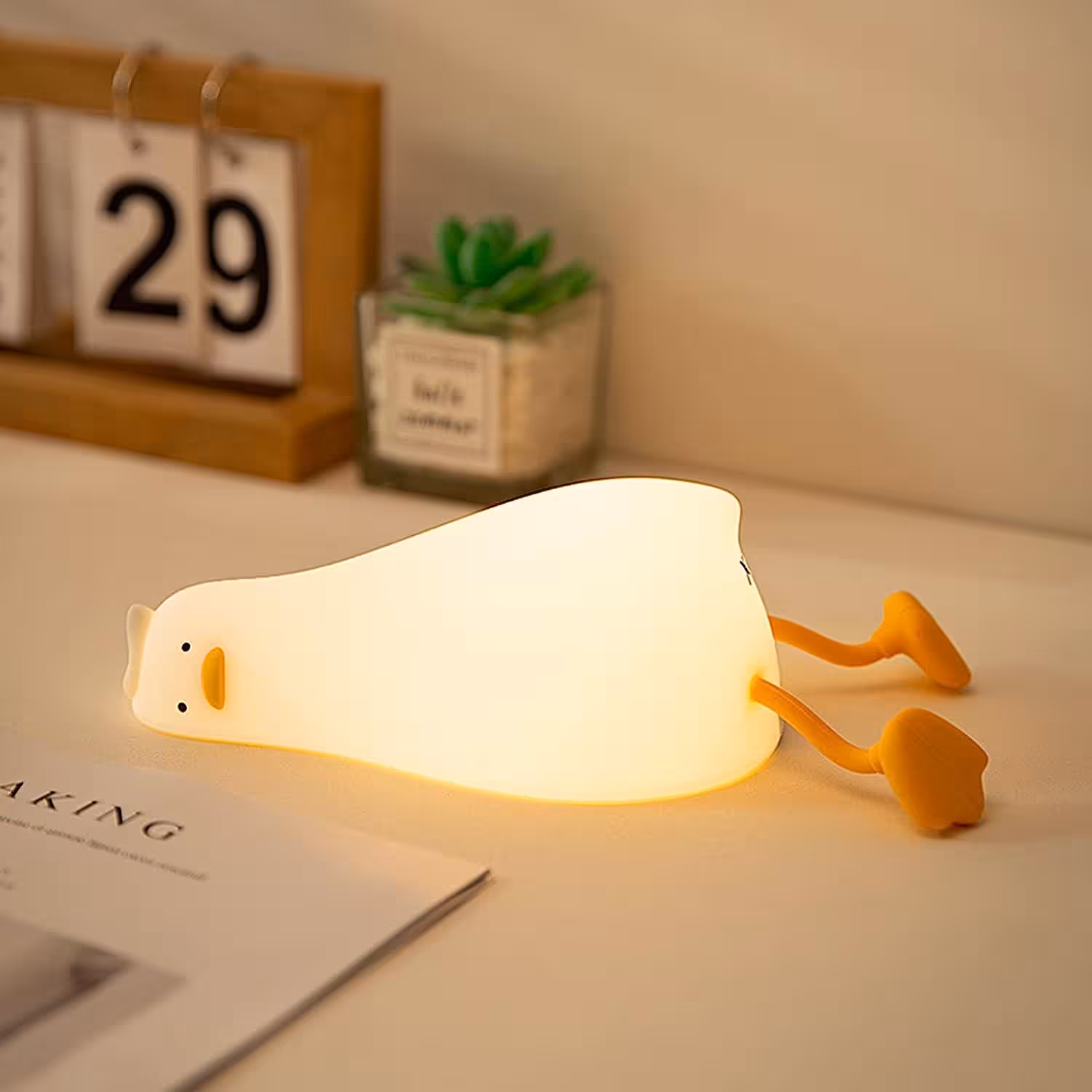 چراغ خواب اردک Benson Lying Flat Duck Night Light, LED Squishy Duck Lamp