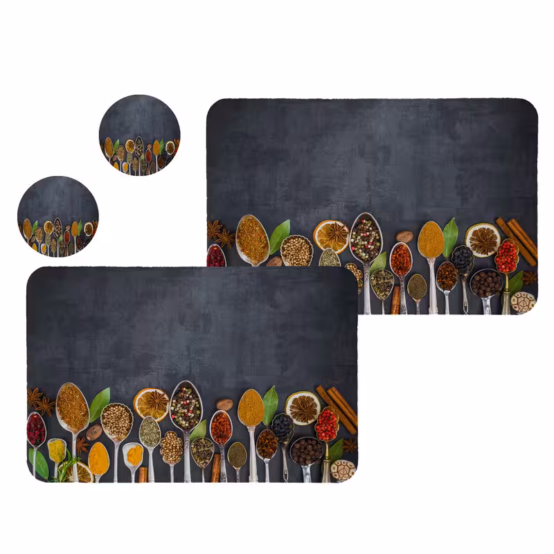 زیربشقابی طرح ادویه کد 5048 مجموعه 2عددی همراه زیرلیوانی | کالا مکس