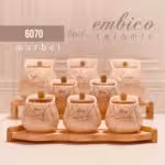 EMBICO  ام بی کو  پاسماوری 8 پارچه یقه دار ماربل کرم  C-6070