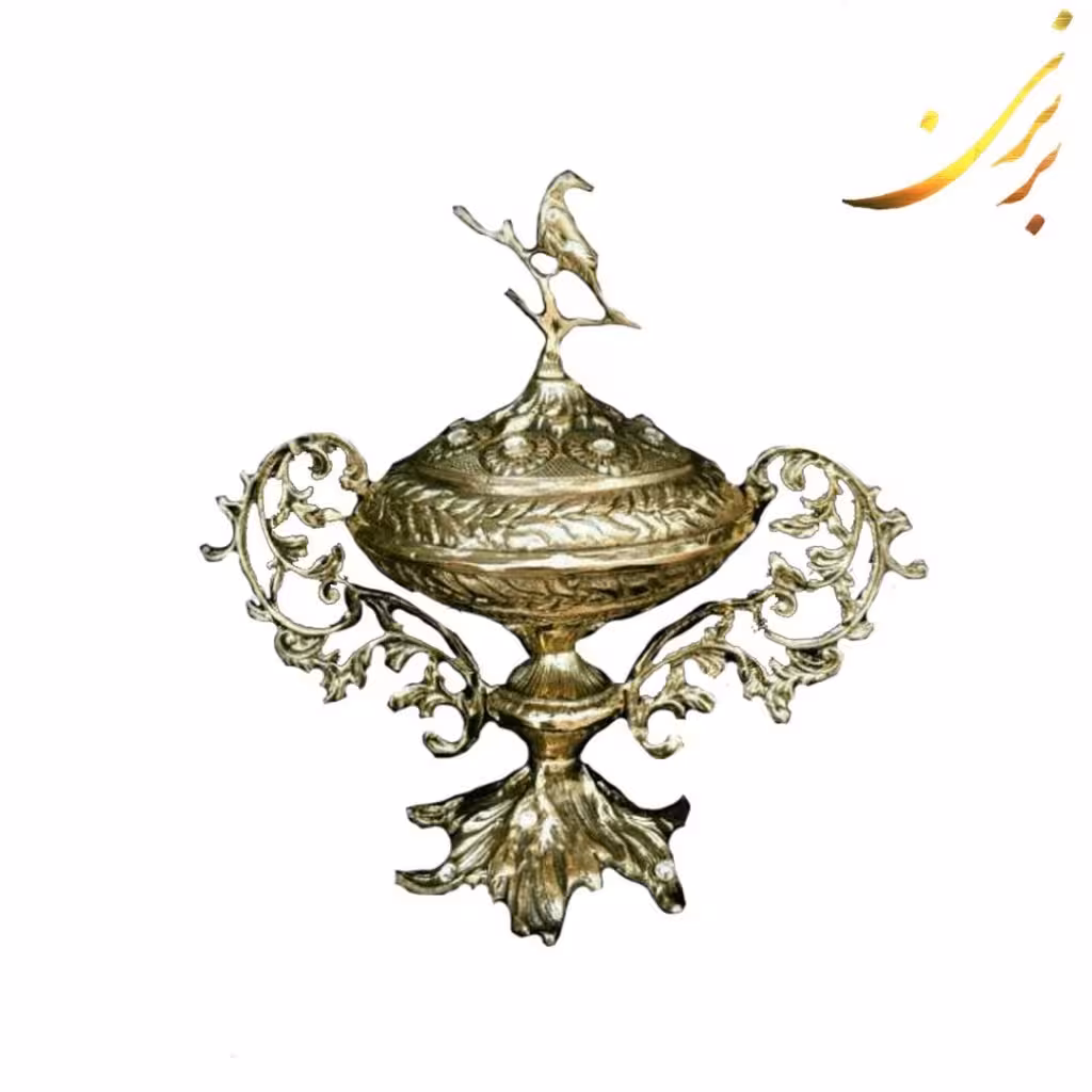 شکلات خوری برنزی کاسه ای دسته برگی
