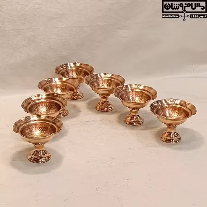 بسته 7 عددی هفت‌سین مسی زنجان | هفتسین مسی پایه دار کنگره ای نانو مدل تانیا