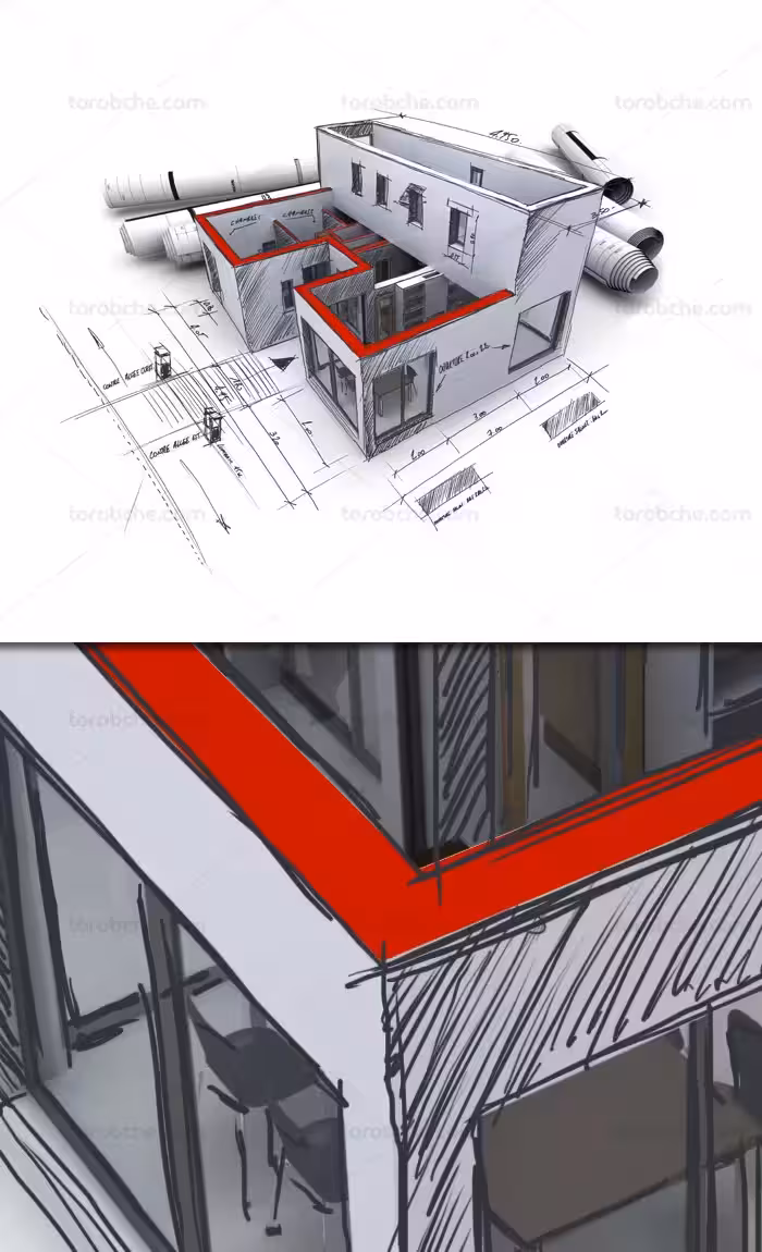 عکس با کیفیت نقشه ساخت و ساز ساختمان با ماکت سه بعدی - گرافیک با طعم تربچه
