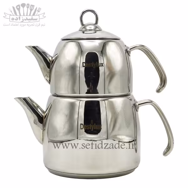 کتری و قوری لوله دار دستی لوکس 803 دسته استیل 2.5 لیتری