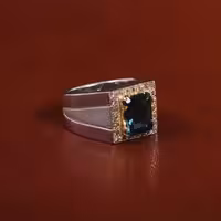 انگشتر توپاز آبی مردانه کد 30921 - جواهری مشاهیر