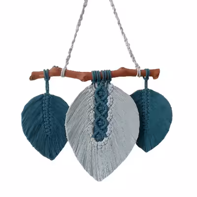 دیوارکوب بافتنی مدل برگ مکرومه