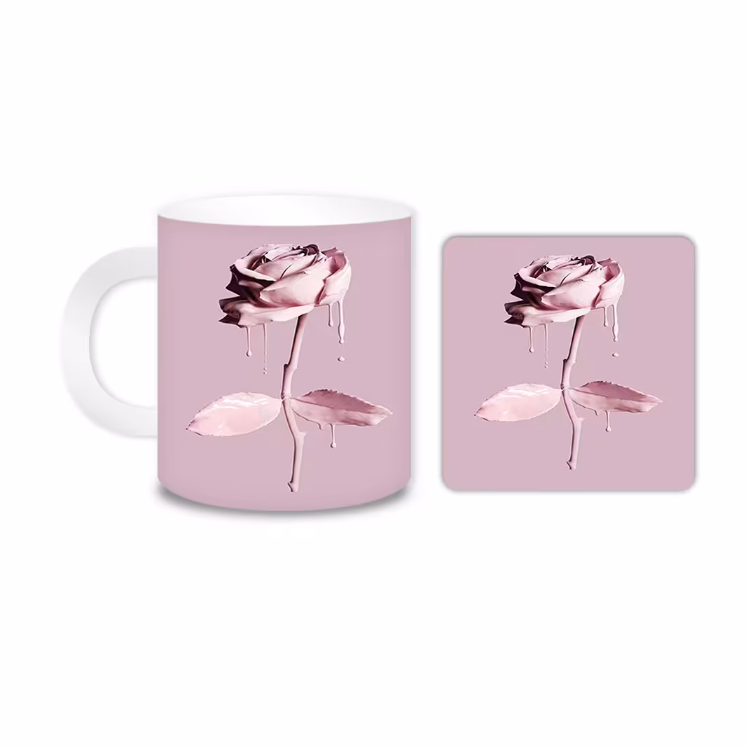 ماگ مدل گل کد 487 به همراه زیر لیوانی