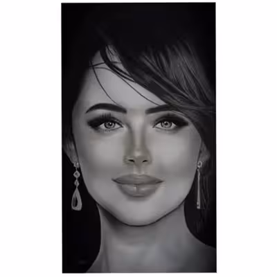 تابلو نقاشی سیاه قلم طرح چهره مدل تبسم کد 10