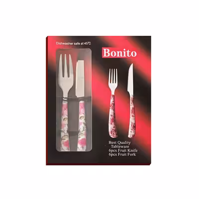 ست کارد و چنگال میوه خوری 12 پارچه بونیتو مدل شقایق