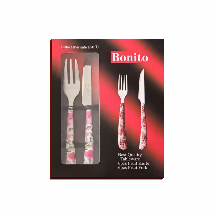 ست کارد و چنگال میوه خوری 12 پارچه بونیتو مدل شقایق