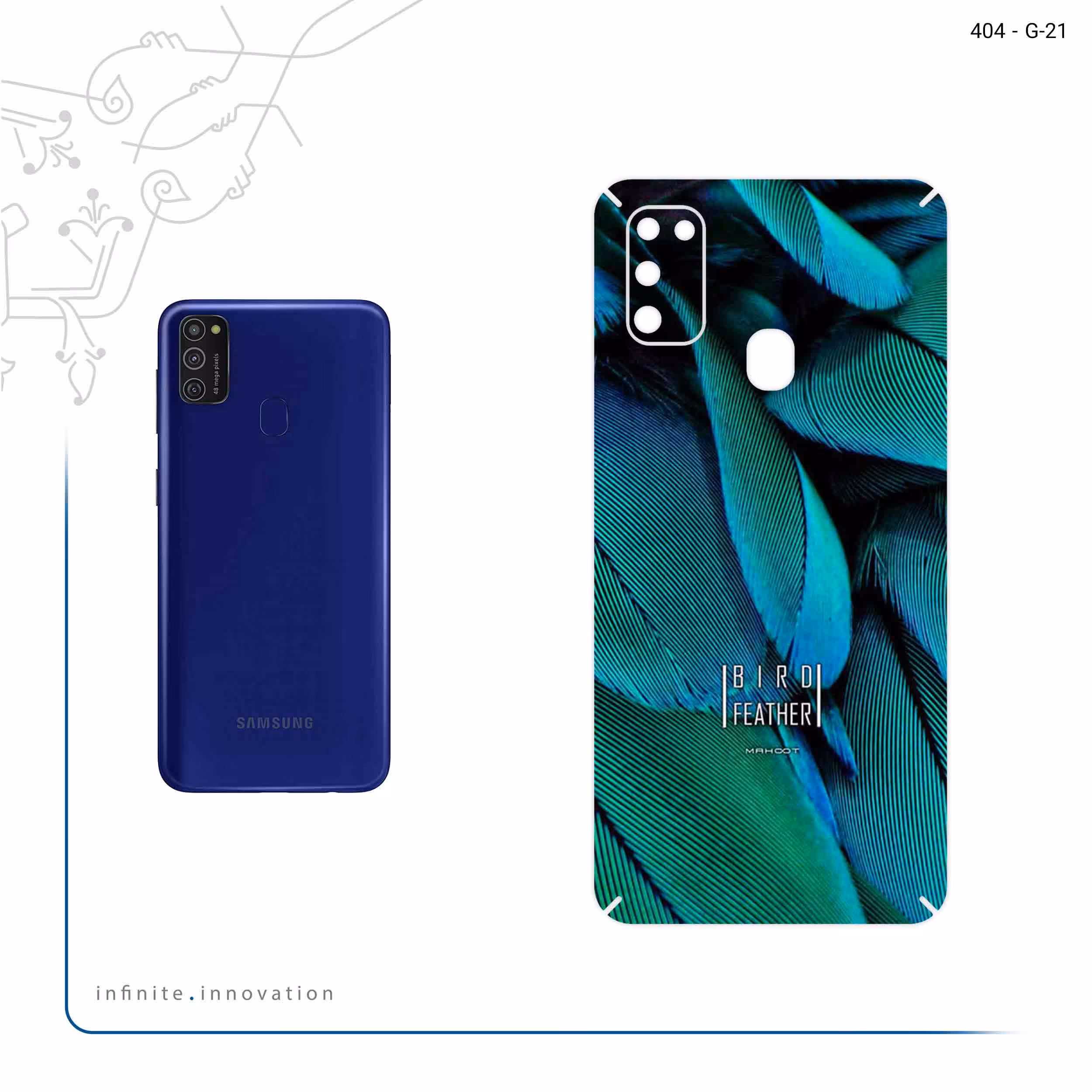 برچسب پوششی ماهوت مدل Green Feather مناسب برای گوشی موبایل سامسونگ Galaxy M21