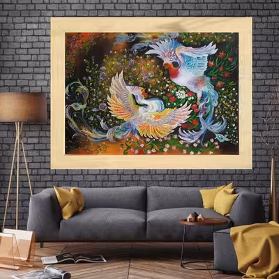 تابلو نقاشی رنگ روغن طرح سیمرغ کد ۷۵۳۱