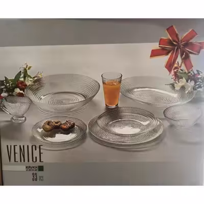سرویس غذا خوری 33 پارچه بلور کاوه سری ونیز مدل Koosha