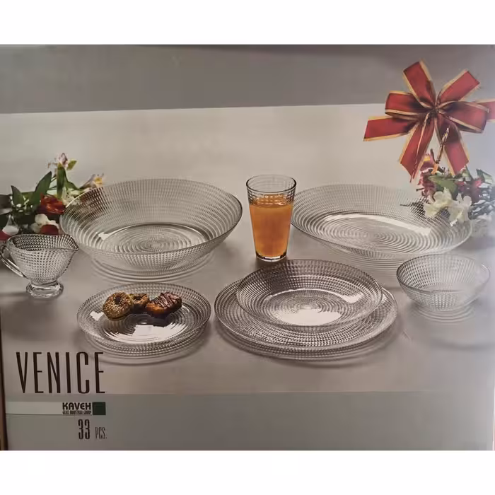 سرویس غذا خوری 33 پارچه بلور کاوه سری ونیز مدل Koosha