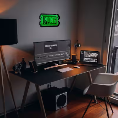 چراغ دیواری نئون دیزاین طرح Pubg-Logo-BL_GR