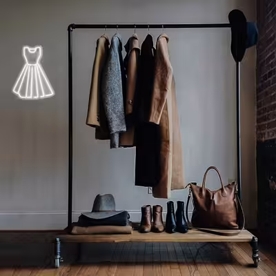 چراغ دیواری نئون دیزاین طرح Women-Clothes_WHT