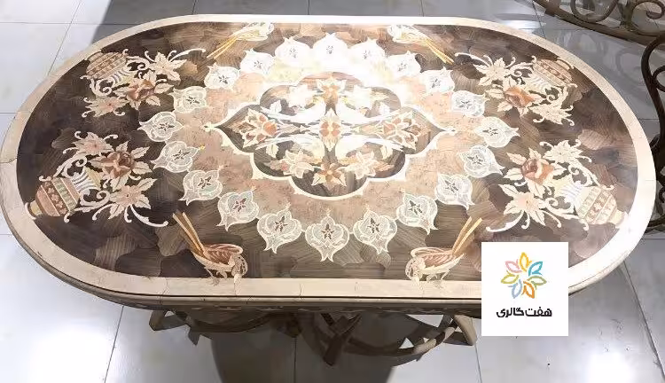 میز غذاخوری معرق منبت چوب 6 نفره کد 101377