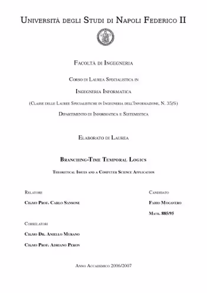 خرید و دانلود نسخه کامل کتاب Branching-Time Temporal Logics. Theoretical Issues and a Computer Science Application [PhD Thesis]