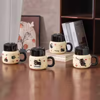 ماگ سرامیکی با درب طرح پنجه