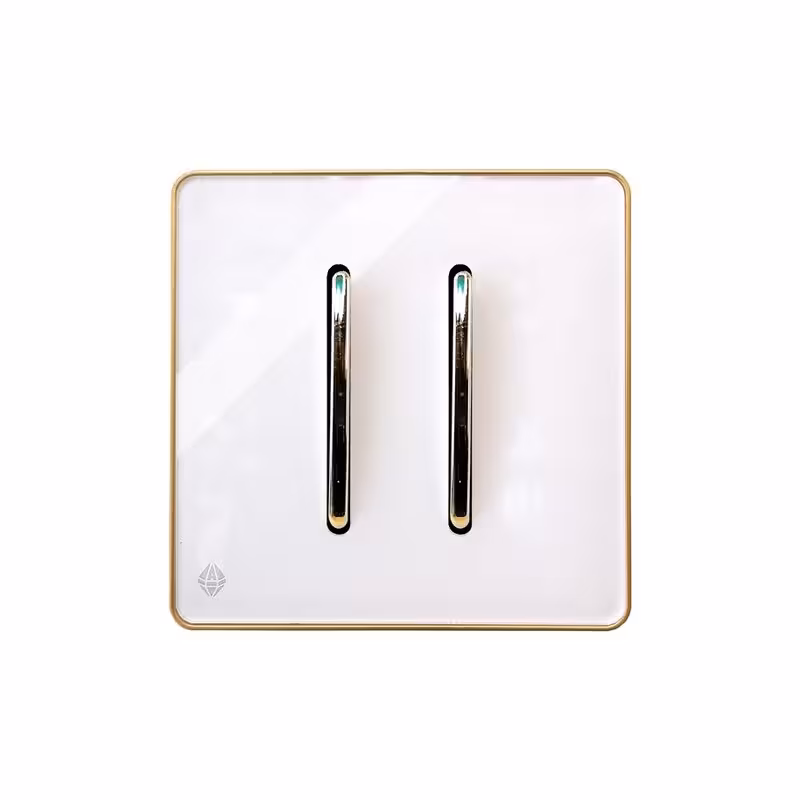 کلید پریز  آسیا الکتریک کلید دو پل مدل یاقوت سفید طلایی