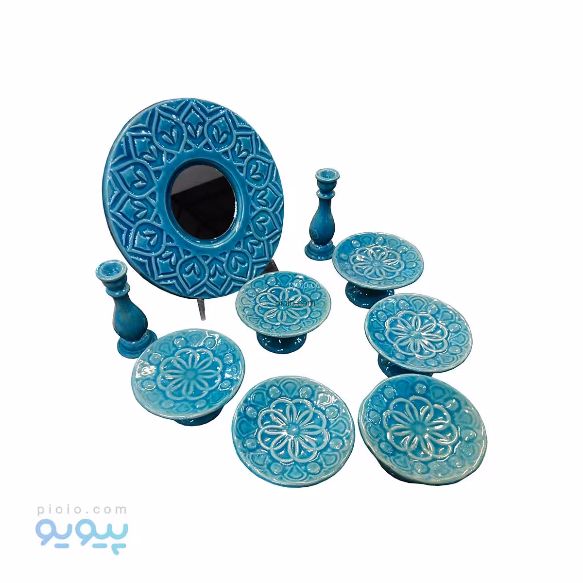 ست ظروف هفت سین 9 پارچه فیروزه ای