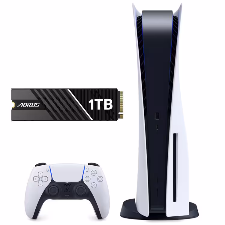 پلی استیشن 5 دیسک خور   حافظه اس اس دی Aorus 7000s با ظرفیت یک ترابایت و دارای هیت سینک