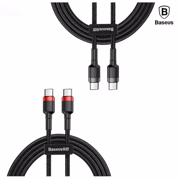 کابل USB-C باسئوس مدل Cafule PD2.0 طول 1 متر سیاه و قرمز - فروشگاه اینترنتی پروتاچ