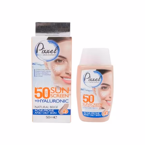 کرم ضدآفتاب 50 SPF بژ طبیعی پوست چرب و جوشدار پیکسل 50 میلی لیتر Pixxel
