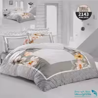 روتختی طرح گلدار طوسی دو نفره برند Turkaz کد 2143