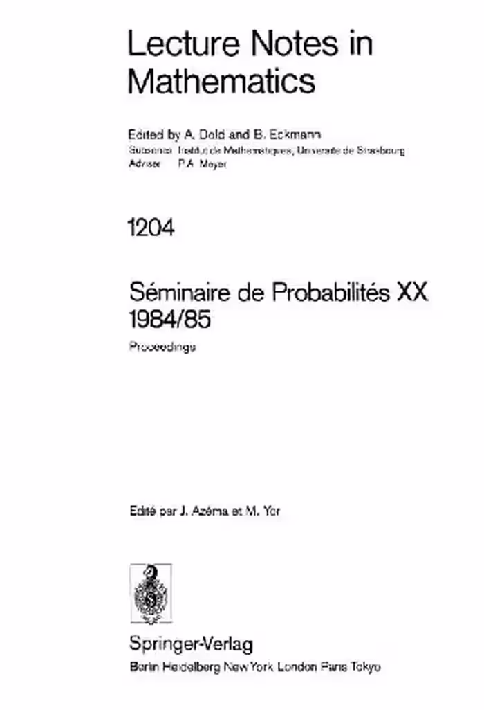 خرید و دانلود نسخه کامل کتاب Seminaire de Probabilites XX