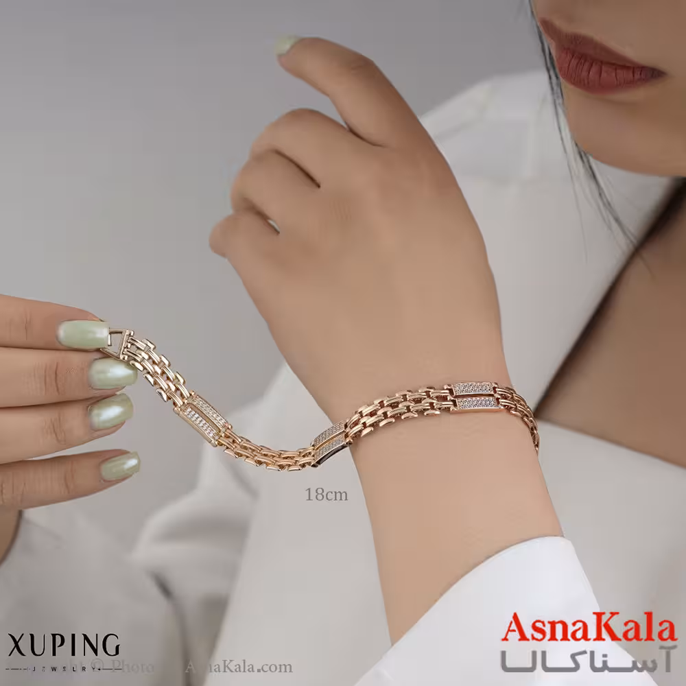 دستبند ژوپینگ زنانه طرح رولکس نگین دار کد DSB18238W