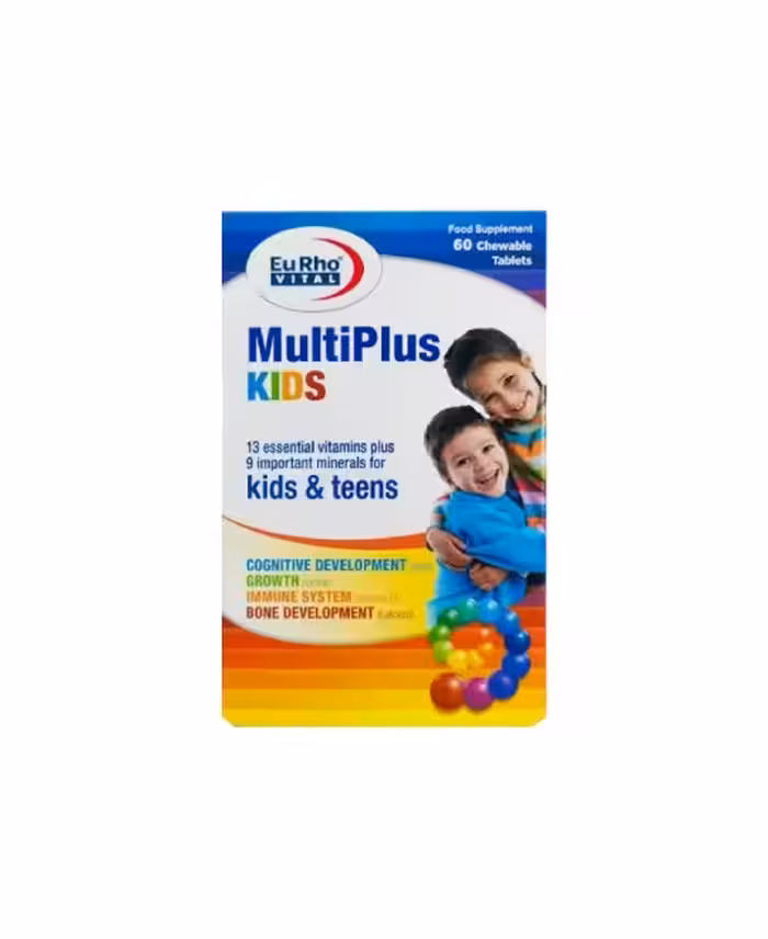 قرص مولتی ویتامین جویدنی (مولتی پلاس کیدز) یوروویتال 60 عددی
