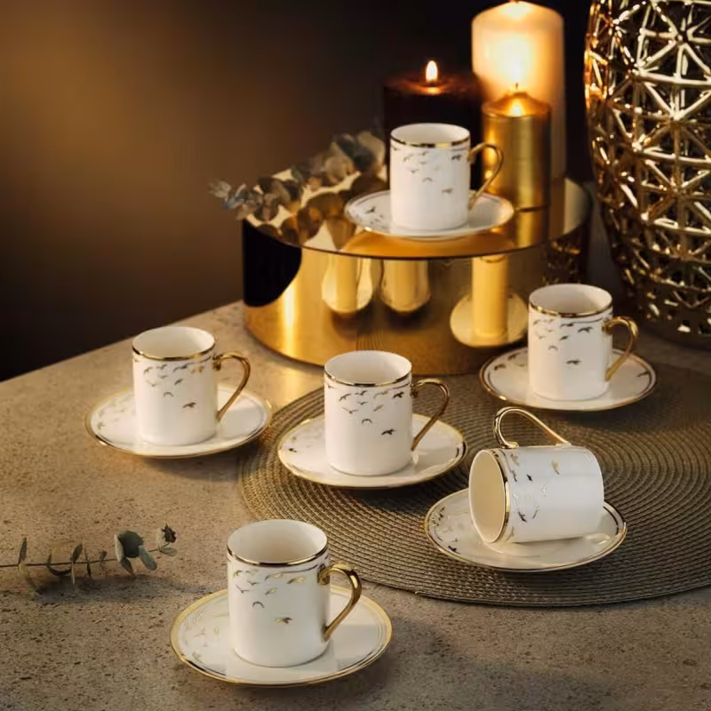 ست 12 پارچه فنجان قهوه آریلدیز Aryıldız مدل Poma – ترکیبی از ظرافت و کیفیت برای میزهای خاص