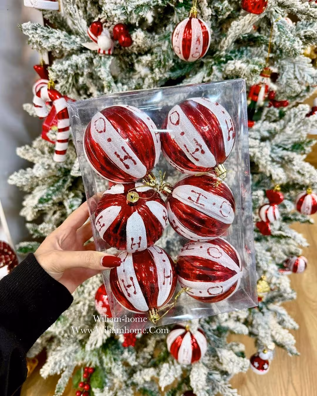 آویز گوی درخت کریسمس، پک 6 عددی 8cm