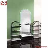 آینه دیواری با فرم فلزی با بک لایت  آرایشگاه 9058 برند صنعت نواز | کد 2821