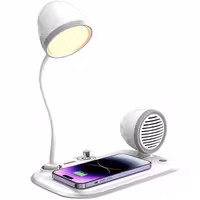 چراغ مطالعه و شارژر وایرلس 15 وات رومیزی اسپیکر دار