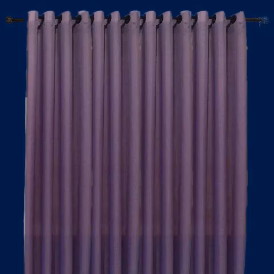 پرده آماده پانچی با ترکیب رنگ سفید و یاسی تیره مناسب (عرض 2 تا 2.5 متر)