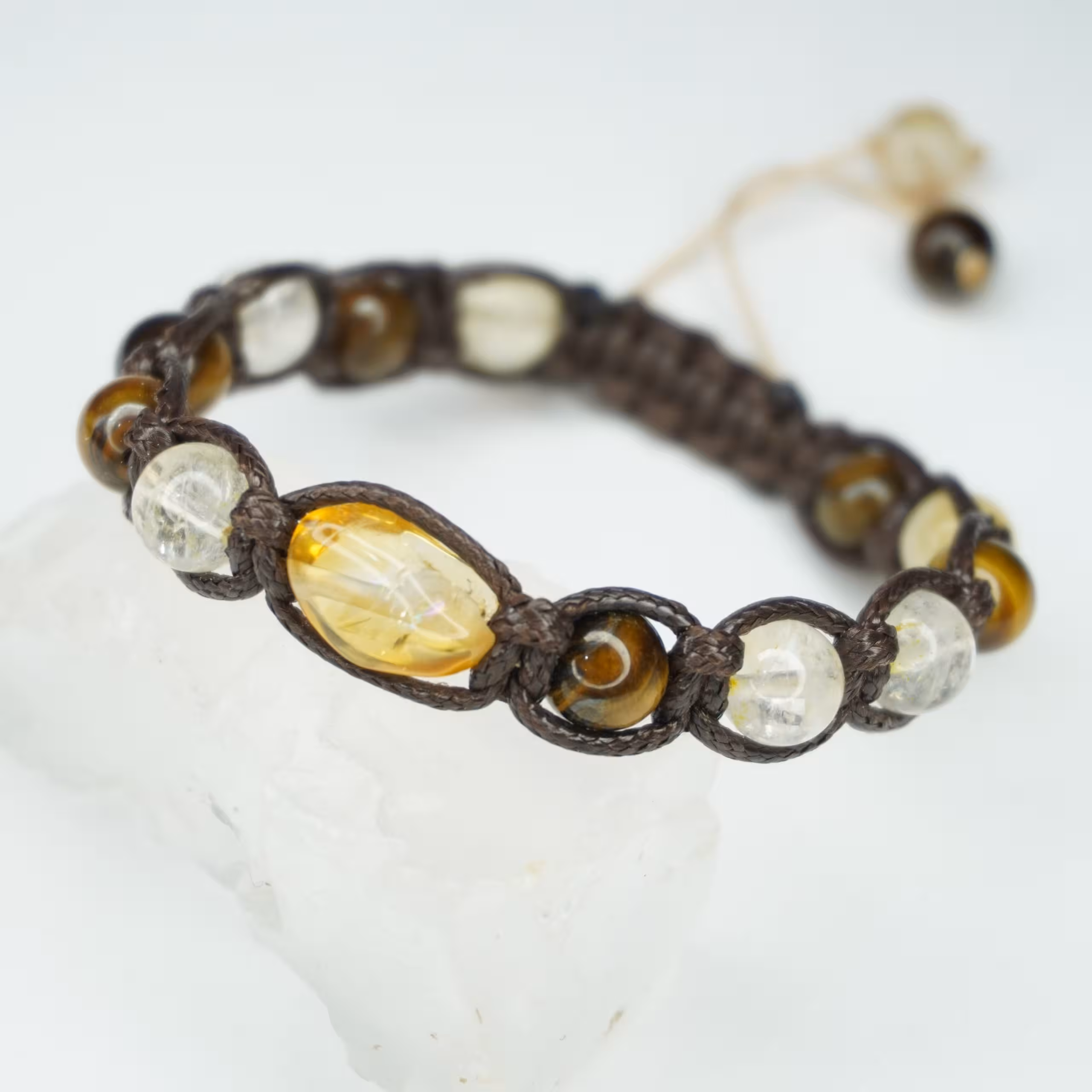 دستبند سنگ سیترین وچشم ببر ورز کریستال کد 310176