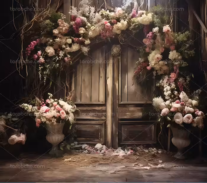 بک دراپ در چوبی و گل | گرافیک با طعم تربچه