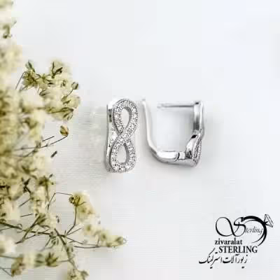 گوشواره کلیپسی نقره 925 عیار طرح بینهایت کد 19542