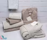 حوله ست دو نفره طرح ماکرو رنگ استخونی و خاکی