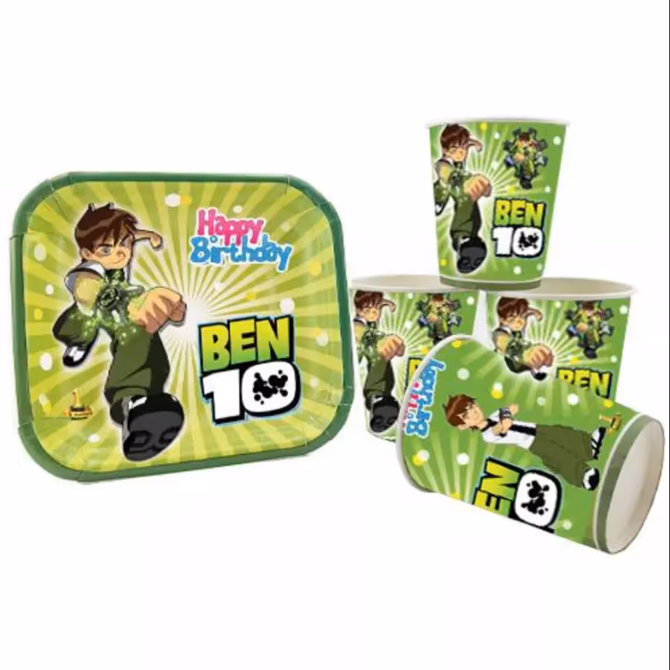 تم تولد لیوان و بشقاب تم بن تن (پک10عددی)