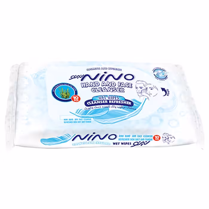 دستمال مرطوب پاک کننده دست و صورت نینو