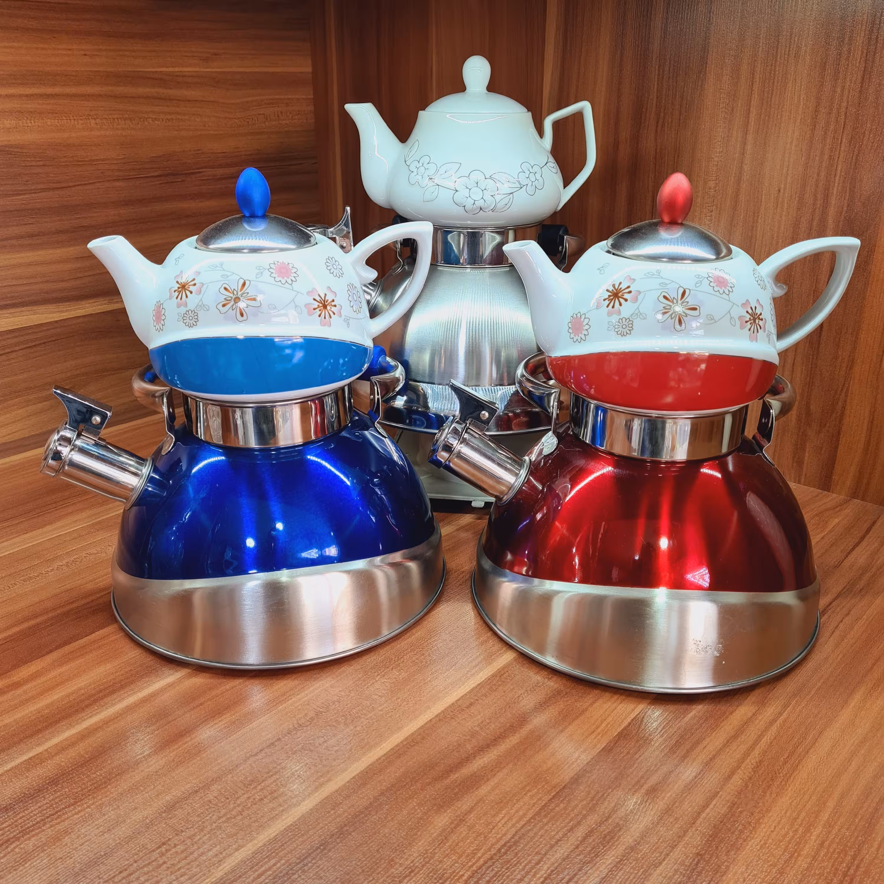 کتری و قوری سوتی کف چدن خارجی ، کتری استیل ، چایساز ، سماور ، کتری صوتی ، کتری و قوری صوتی ، کتری لعابی 