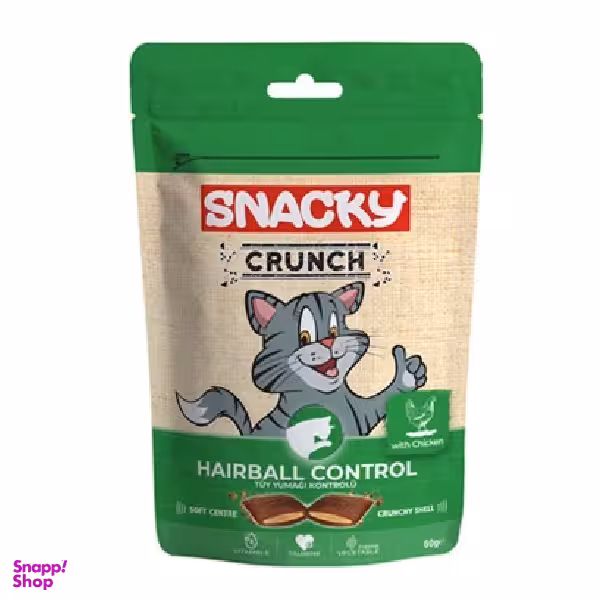 تشویقی کرانچی گربه اسنکی مدل Hairball طعم مرغ وزن 60 گرم