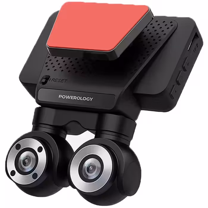 دوربین ثبت وقایع خودرو 4k پاورولوژی P4KCAM108 با دو لنز دوربین