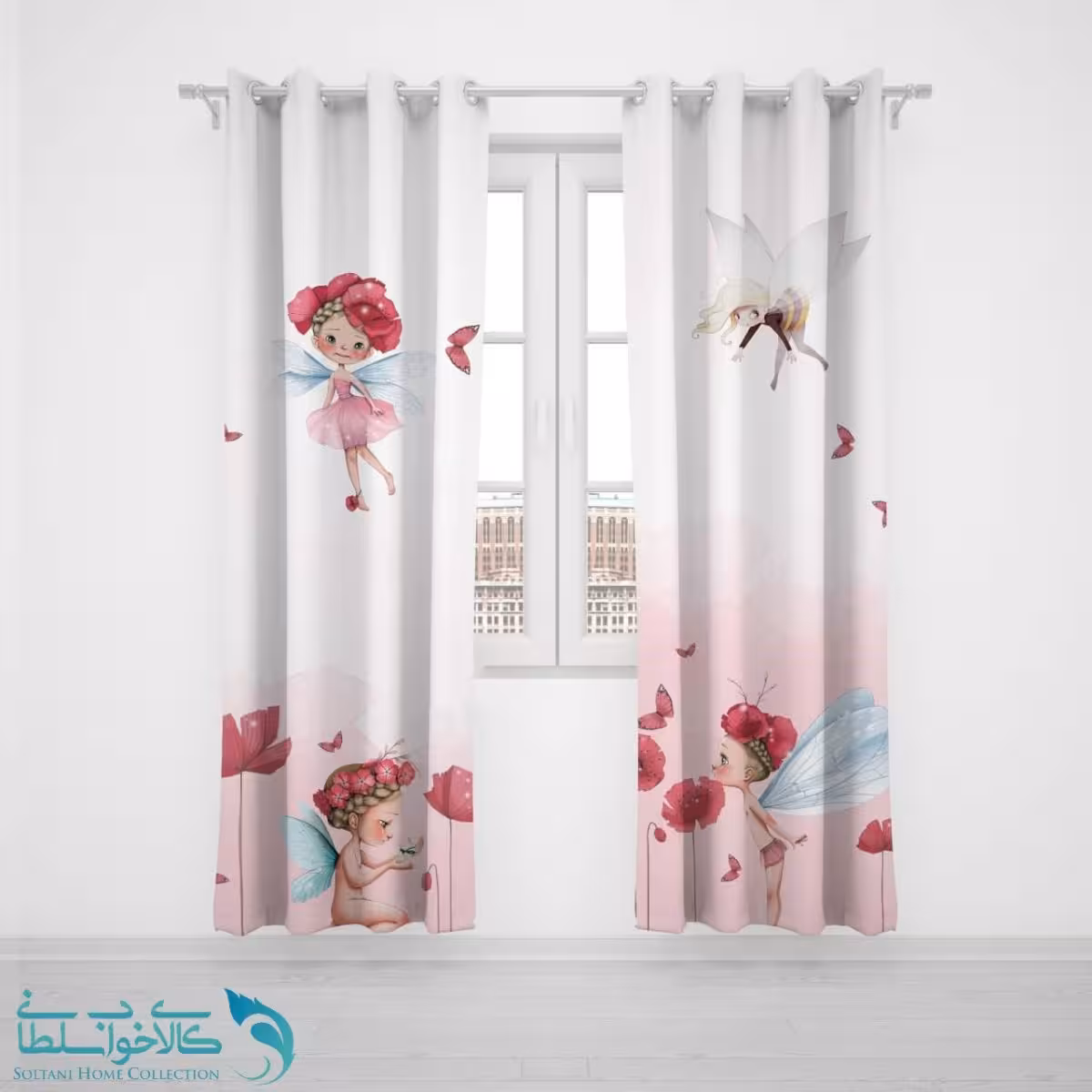 پرده پانچی اتاق کودک طرح فرشته کد A2006