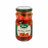 ترشی فلفل یوره مدل گیلاسی طعم تندخفیف  وزن 670 گرم ناخالص